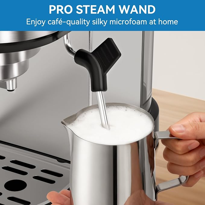 XIXUBX Espresso Machine, Touchscreen Latte Cappuccino Machine | 20-Bar Pump, Compact Espresso Maker with Milk Frother, Stainless Steel, 42oz Removable Water Tank - Image 3