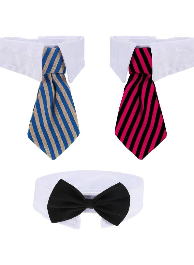 طقم طقم طوق الحيوانات الأليفة مع ربطة عنق وربطة عنق، ملابس رسمية للقطط والكلاب، 3 قطع - Image 1