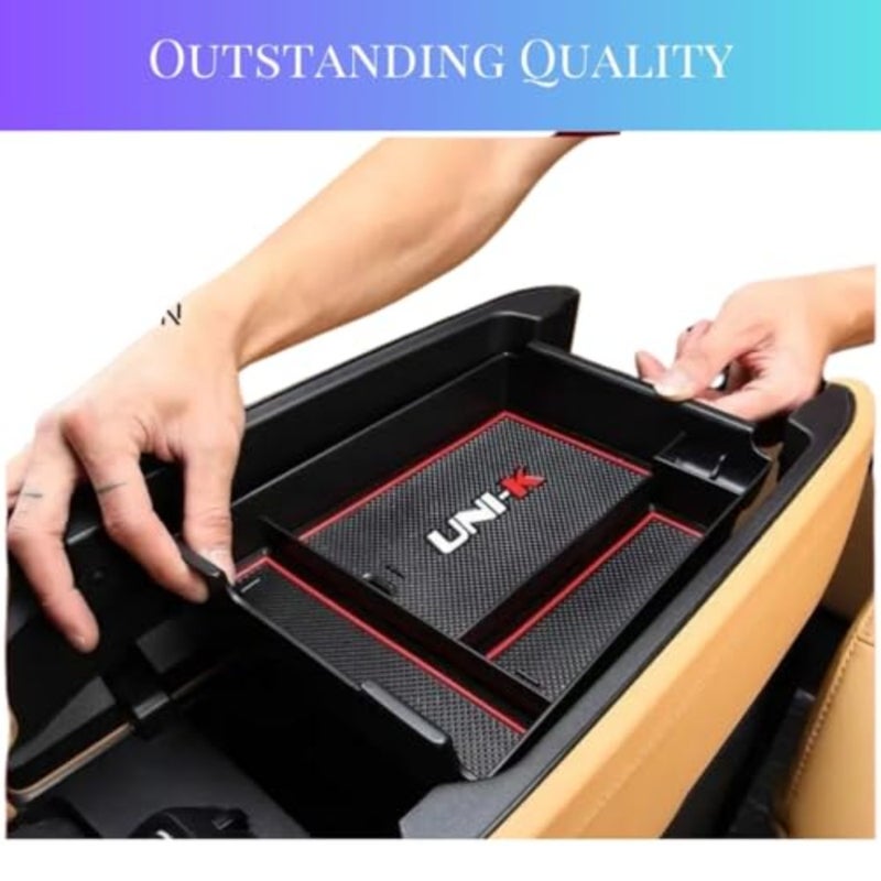 Center Armrest Console Organizer For Changan UNI K 2020 2021 2022 2023 2024 Center Storage Box Tray Changan Accessories 2024 Universal Fit Interior Accessory Durable ABS Plastic Black - Image 3