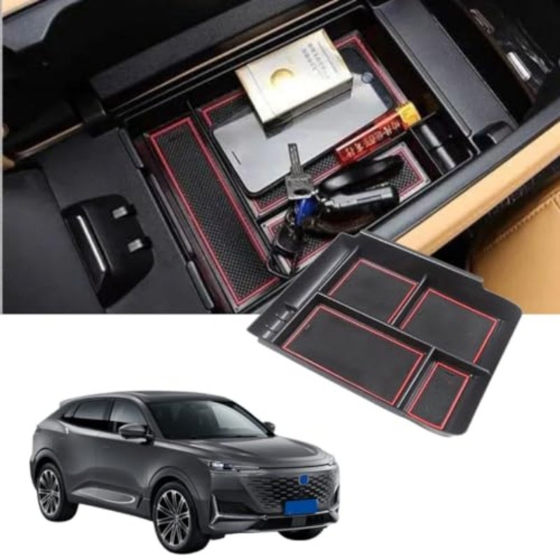 Center Armrest Console Organizer For Changan UNI K 2020 2021 2022 2023 2024 Center Storage Box Tray Changan Accessories 2024 Universal Fit Interior Accessory Durable ABS Plastic Black - Image 1