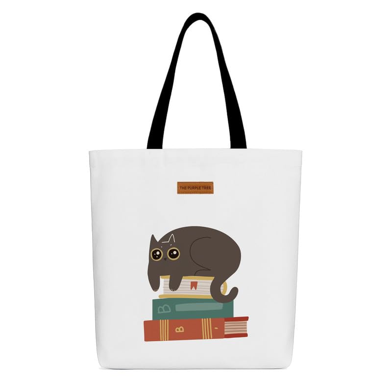 The Purple Tree Eco-Friendly Canvas Tote Bag, Sustainable, Reusable Shopping, Beach, Travel or Everyday Tote, Wide Tote Bag, Cute Cat - Image 5