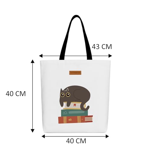 The Purple Tree Eco-Friendly Canvas Tote Bag, Sustainable, Reusable Shopping, Beach, Travel or Everyday Tote, Wide Tote Bag, Cute Cat - Image 3