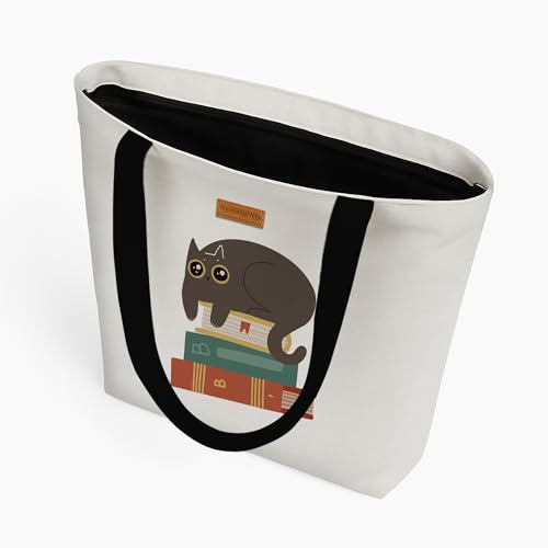 The Purple Tree Eco-Friendly Canvas Tote Bag, Sustainable, Reusable Shopping, Beach, Travel or Everyday Tote, Wide Tote Bag, Cute Cat - Image 4