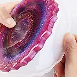 SNOOGG Pack of 4 inch / 2 Piece Agate Shape Mould Epoxy Resin Casting Moulds for Making and DY Coaster, Cups Mats, Photo Display, Mantra Frame,Home Decoration and More. - Image 4