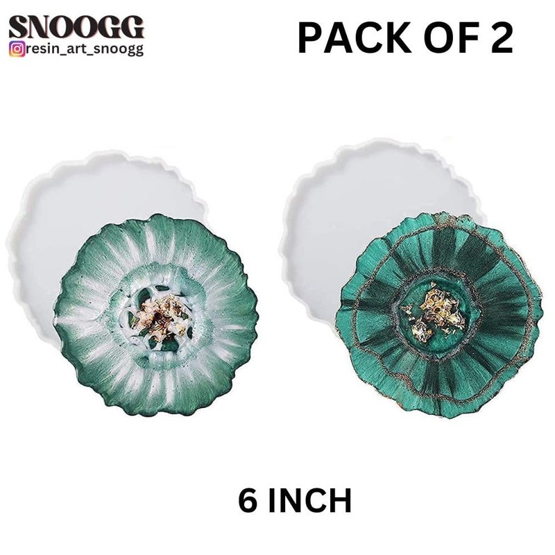 SNOOGG Pack of 4 inch / 2 Piece Agate Shape Mould Epoxy Resin Casting Moulds for Making and DY Coaster, Cups Mats, Photo Display, Mantra Frame,Home Decoration and More. - Image 2