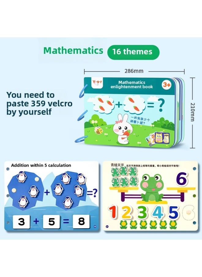 Generic - Quiet Hand Tear Cloth Book Early Education Sticker Baby Tear Book Can Bite 6-Month-Old Baby One-Year-Old Toy 1 Enlightenment-Color:[welfare] Math Book (need To Stick Hook And Loop) - Image 1