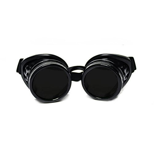 GloFX Steampunk Goggles Tinted Rave EDM Festival Accessories Gothic Cosplay Welder Goggles Black Goggles with Dark Tint Lenses - Image 1