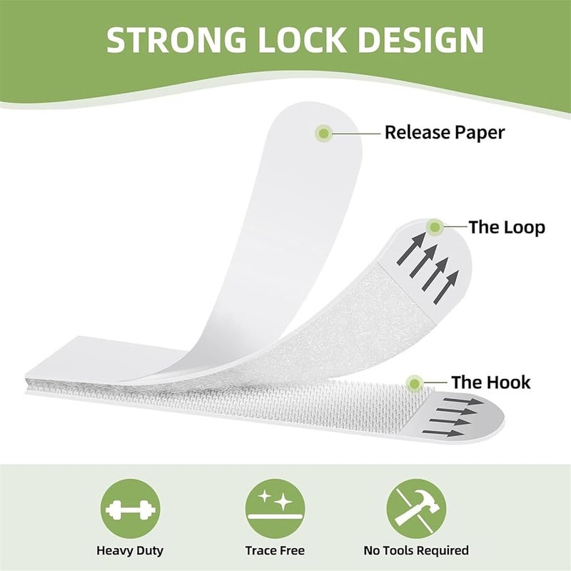 AtRyx Picture Hanging Strips Heavy Duty, 24Pairs Sticky Picture Hangers for Walls,Hanging Pictures Without Nail No Damage Wall Hangers Without Nails for Indoor Hooks Caddies, White - Image 3