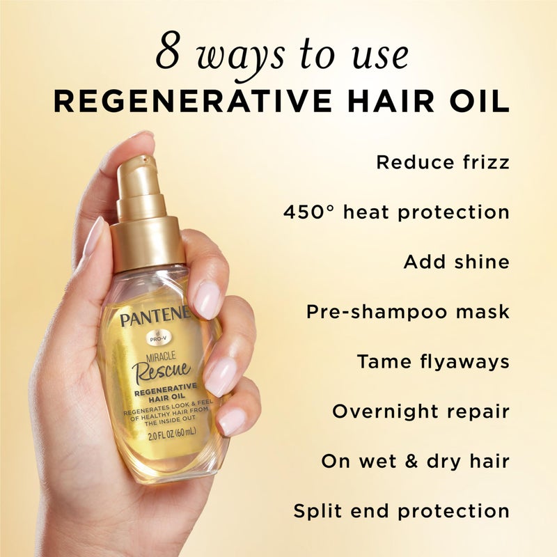 Pantene Miracle Rescue Regenerative Hair Oil - 2.0 FL Oz - Deep Repair Treatment for Dry & Damaged Hair - Image 5