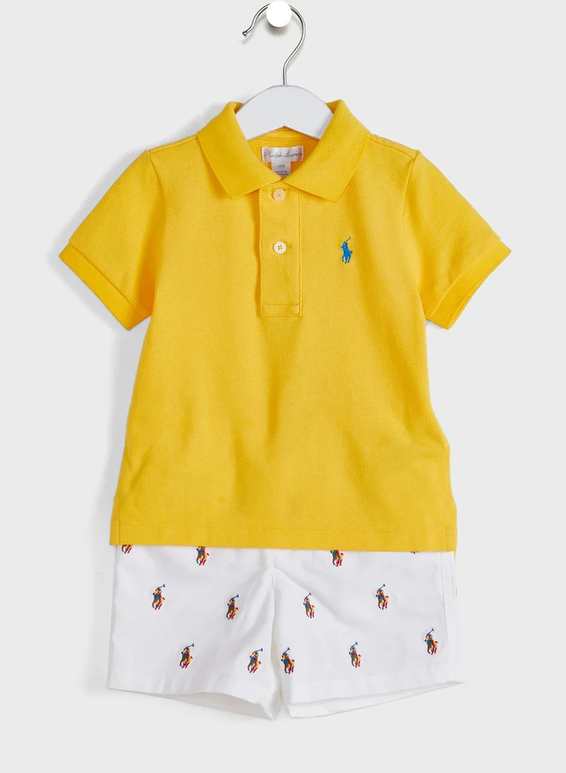 POLO RALPH LAUREN Infant Essential Polo + Logo Print Shorts Set