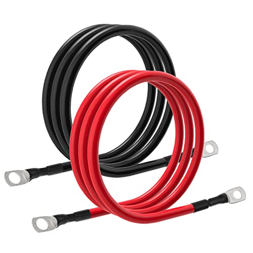 TUELETFU كابلات بطارية 6 AWG كابلات محول طاقة 6 قياس مع لقم 3/8 بوصة و 5/16 بوصة في كل طرف لسيارات الطاقة الشمسية البحرية RV والسيارات والشاحنات والجرارات والدراجات النارية 2 قطعة (2 قدم، 6 AWG) - Image 5