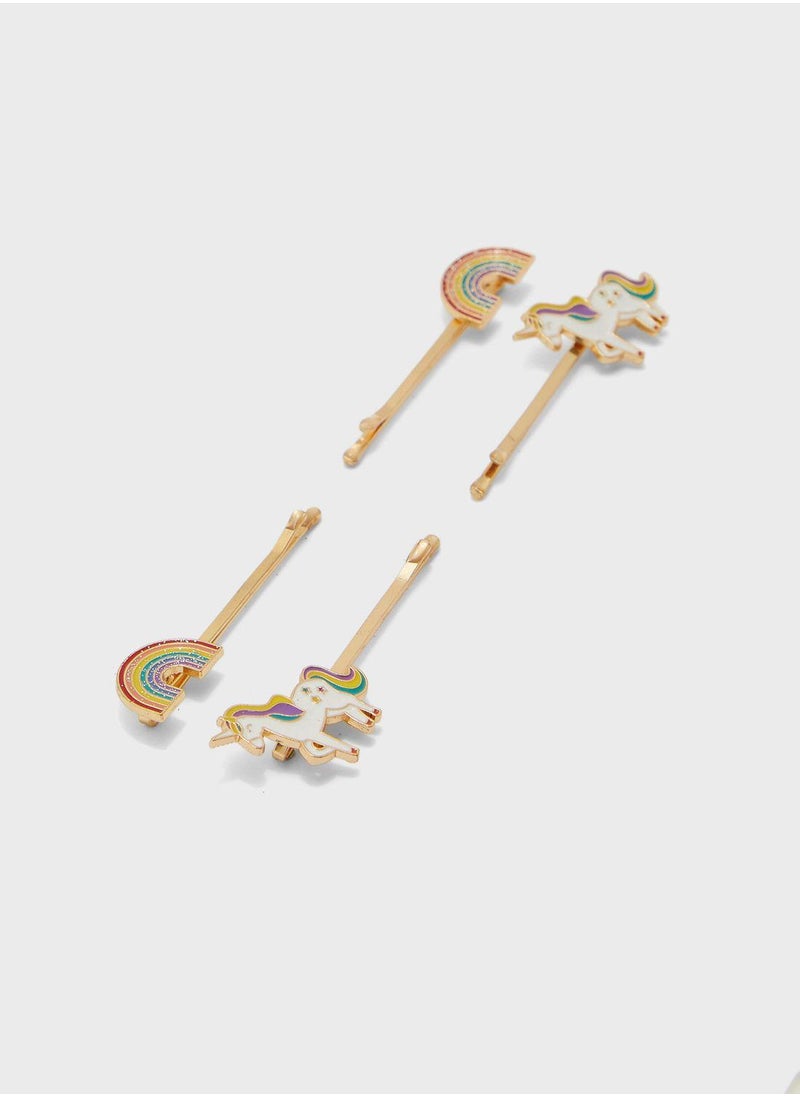 Claires Kids 4 Pack Unicorn Clips  - Image 2