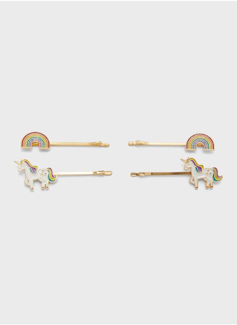 Claires Kids 4 Pack Unicorn Clips  - Image 1