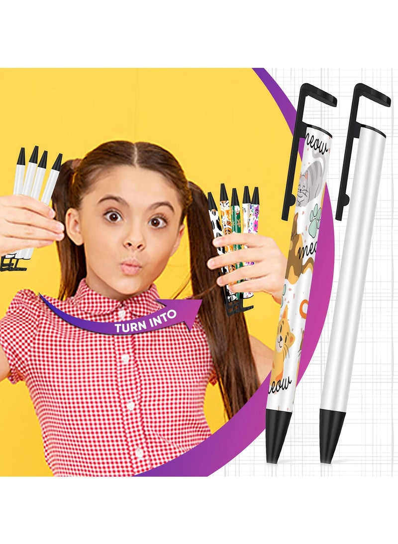 Sublimation Pens, Blank Heat Transfer Pen for Kids, Sublimation Gel Pen with Shrink Wrap Sleeves, Sublimation Coated Aluminum Customized Clip Pen for DIY Office School Stationery Supplies (6Pcs) - Image 2