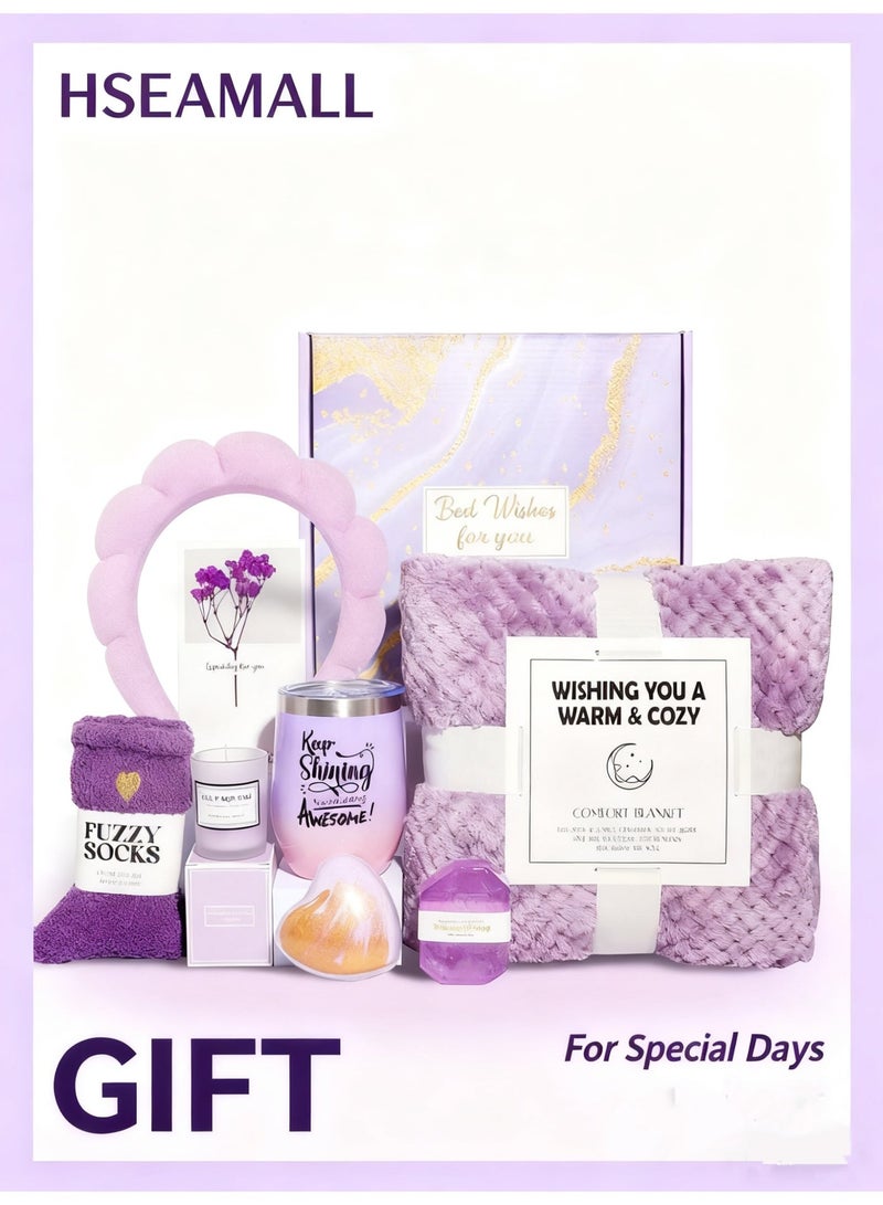 HSEAMALL Best Seller Birthday Gifts for Women, Get Well Soon Gifts, Relaxing Spa Care Package with Luxury Flannel Blanket - Valentines, Mothers Day, Gifts for Women, Mom, Wife, Girlfriend, Friends, Sis - Image 1
