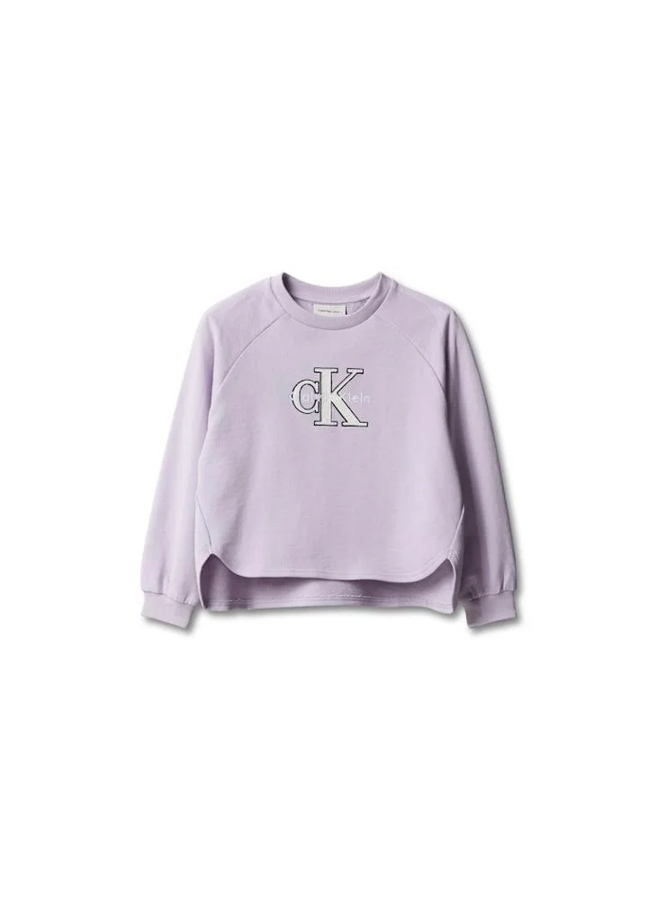 Calvin Klein Jeans Orchid Petal Monologo Appliqué Dipped Hem Sweatshirt for Women | Best Price UAE