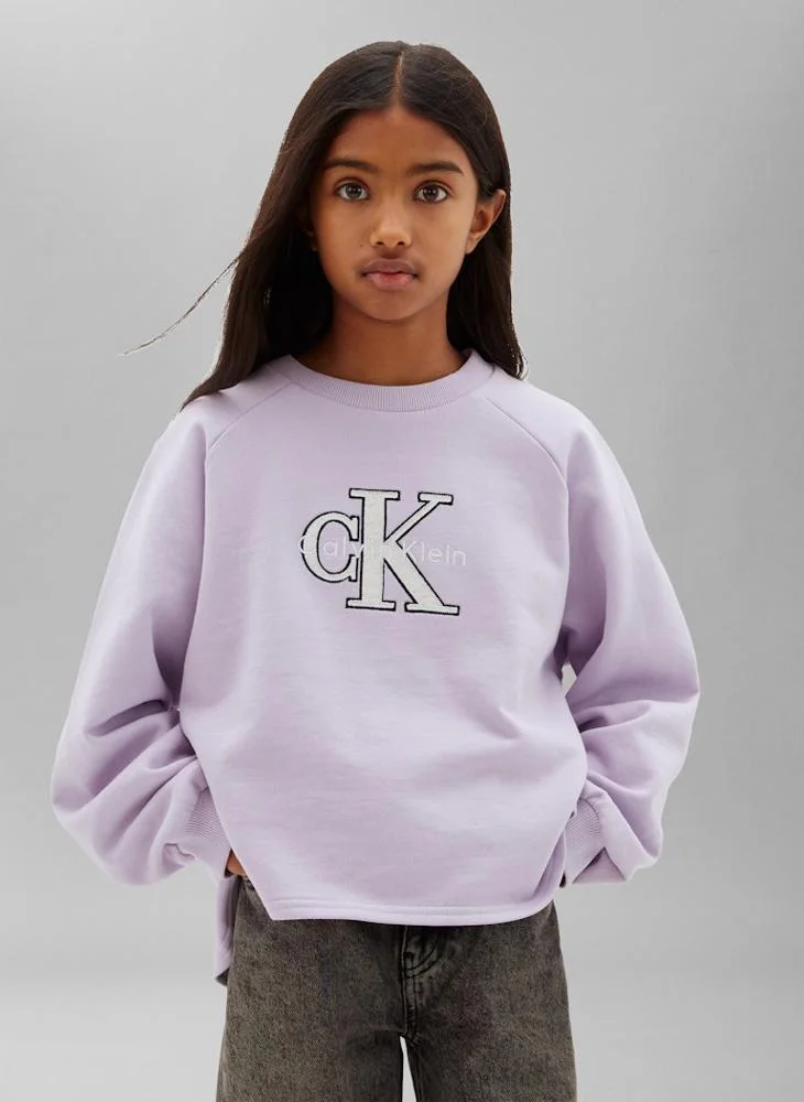 Calvin Klein Jeans Monologo Appliqué Dipped Hem Sweatshirt