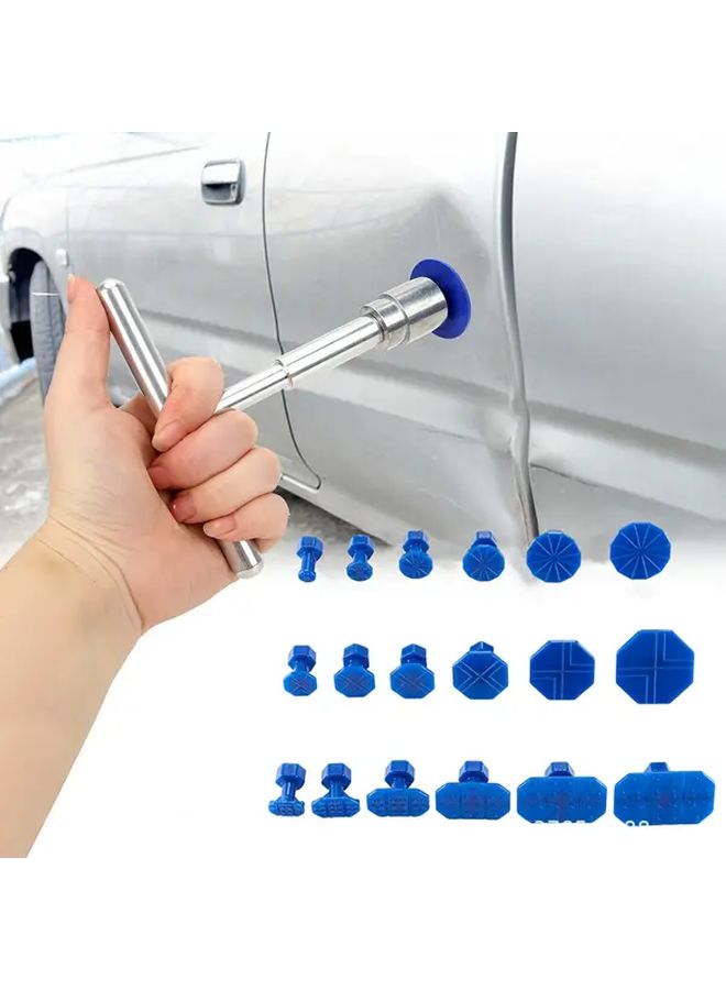2 In 1 Car Welding Repair Tool Set 18 Parts Universal Steel Long Puller Body Dent Removal Kit With Strong Suction Cup And Special Cushion Pad For Quick Professional Free Auto Panel Fixing - Image 1