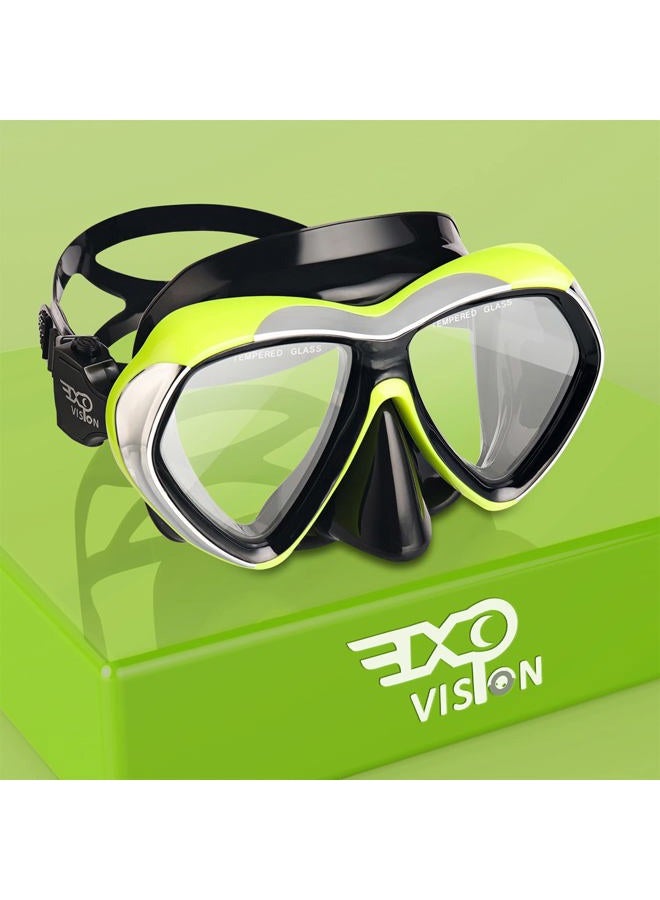 EXP VISION Adult Scuba Diving Mask, Anti-Fog Snorkel Goggles Tempered Glass Swim Mask Goggles with Nose Cover Professional Snorkeling Gear for Diving Snorkeling (Yellow) - Image 1