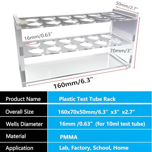 Preamer 12 Sockets Clear Acrylic Test Tube Rack 10ML Test Tubes,Plastic Centrifuge Tube Holder Stand - Image 4