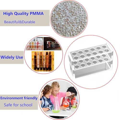 Preamer 12 Sockets Clear Acrylic Test Tube Rack 10ML Test Tubes,Plastic Centrifuge Tube Holder Stand - Image 2