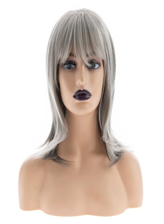 Beweig Long Gray Wigs for Women Natural Straight Grey Wig with Bangs Synthetic Hair Wig for Daily Party Use - Image 3