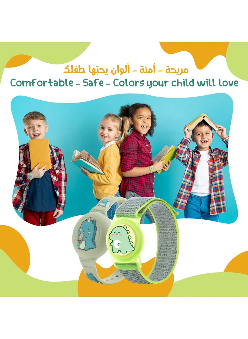 لوميف مجموعة تتبع ذكية للأطفال – ٢ أيرتاج بتقنية بلوتوث متوافقة مع ابل فايند ماي + ١ سوار سيليكون مقاوم للماء + ١ سوار نايلون خفيف الوزن مضاد للفقدان + ٢ حافظة سيليكون مع دبوس مخفي غير مرئي للأمان – ملائمة للأطفال والكبار من  الجنسين، تصاميم مرحة وآمنة(الرفيق-Buddy) - Image 3