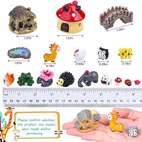 Modacraft 200Pcs Miniature Fairy Garden Accessories Including 100Pcs Fixed Pins, Fairy Garden Kit Fairy House Animal Figurines Mini Landscape for Garden Dollhouse Potted Plant Bonsai Terrarium Décor - Image 3