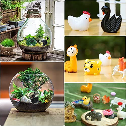 Modacraft 200Pcs Miniature Fairy Garden Accessories Including 100Pcs Fixed Pins, Fairy Garden Kit Fairy House Animal Figurines Mini Landscape for Garden Dollhouse Potted Plant Bonsai Terrarium Décor - Image 5