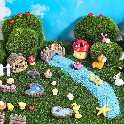 Modacraft 200Pcs Miniature Fairy Garden Accessories Including 100Pcs Fixed Pins, Fairy Garden Kit Fairy House Animal Figurines Mini Landscape for Garden Dollhouse Potted Plant Bonsai Terrarium Décor - Image 1