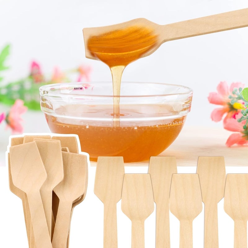 V4L 4 Inches Mini Ice Cream Wooden Spoons Wood Mini Taster Spoons Gelato Spoons Disposable for Crafts Ice Creams Sampling Tasting Pack of 200 - Image 3