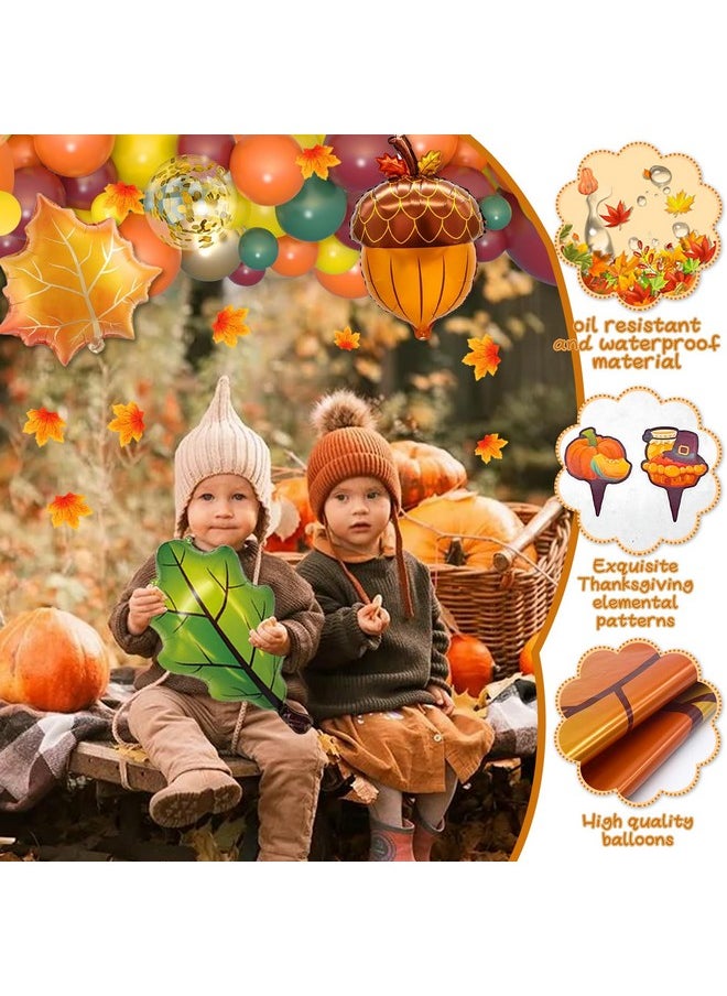 Bluegogo 210Pcs Fall Balloons Garland Arch Kit, Fall Party Decorations Thanksgiving Party Decorations Maple Balloons Leaves Tablecloth for Friendsgiving Autumn Little Pumpkin Baby Shower Party Supplies  - Image 5