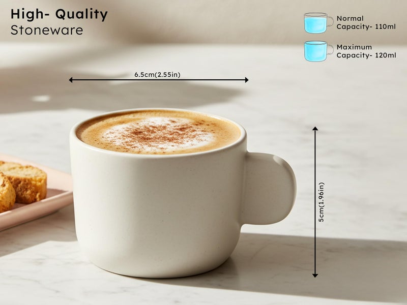 Bodhi House Eco Cozy Ceramic Tea Cup Set of 4 – 120 ml Each – White Color – Microwave & Dishwasher Safe Chai and Coffee Cups for Home, Office & Gifting - Image 4