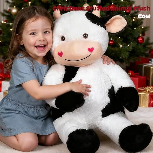 Cudhug 32 Large Cow Stuffed Animal Giant Soft Plush Fluffy Cow Toy Birthday Holiday Party Gifts for Kids Girls Boys - Image 5