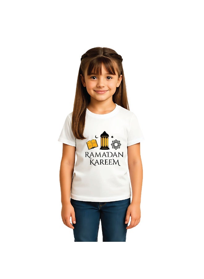 PRINTSHOP4ME Ramadan Printed Design Round Neck Cotton Girl Kids Tshirt Design 5 - Image 1