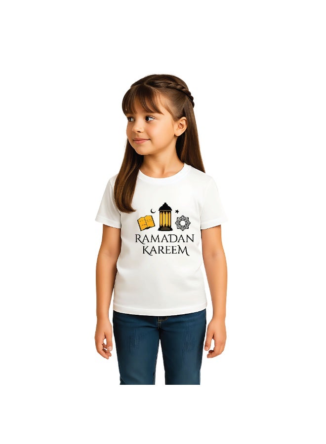 PRINTSHOP4ME Ramadan Printed Design Round Neck Cotton Girl Kids Tshirt Design 5 - Image 3