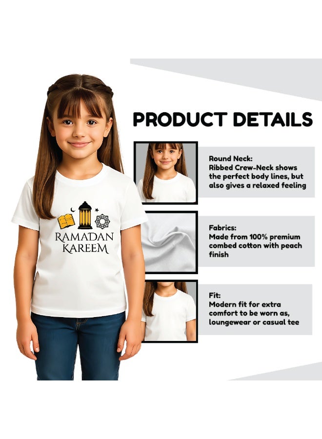 PRINTSHOP4ME Ramadan Printed Design Round Neck Cotton Girl Kids Tshirt Design 5 - Image 4