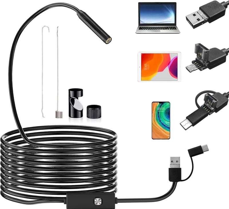 Clefairy Endoscope Inspection Camera with Light, USB Wireless Single Lens Borescope Snake Camera with LED Lights, 5.5mm IP67 Waterproof Semi Rigid Cable for Android, Tablet, PC (6.5FT) - Image 1