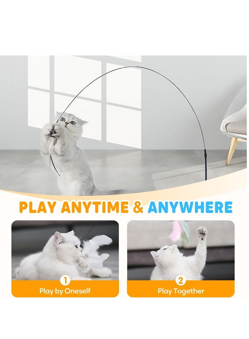 لوكسيرا العاب قطط عصا الريش – لعبة قطط تفاعلية أوتوماتيكية مزودة بكوب شفط، لعبة مطاردة رياضية للحيوانات الأليفة، مثالية للتسلية داخل المنزل وتخفيف ملل القطط، طقم هدية لألعاب القطط (أزرق) - Image 3