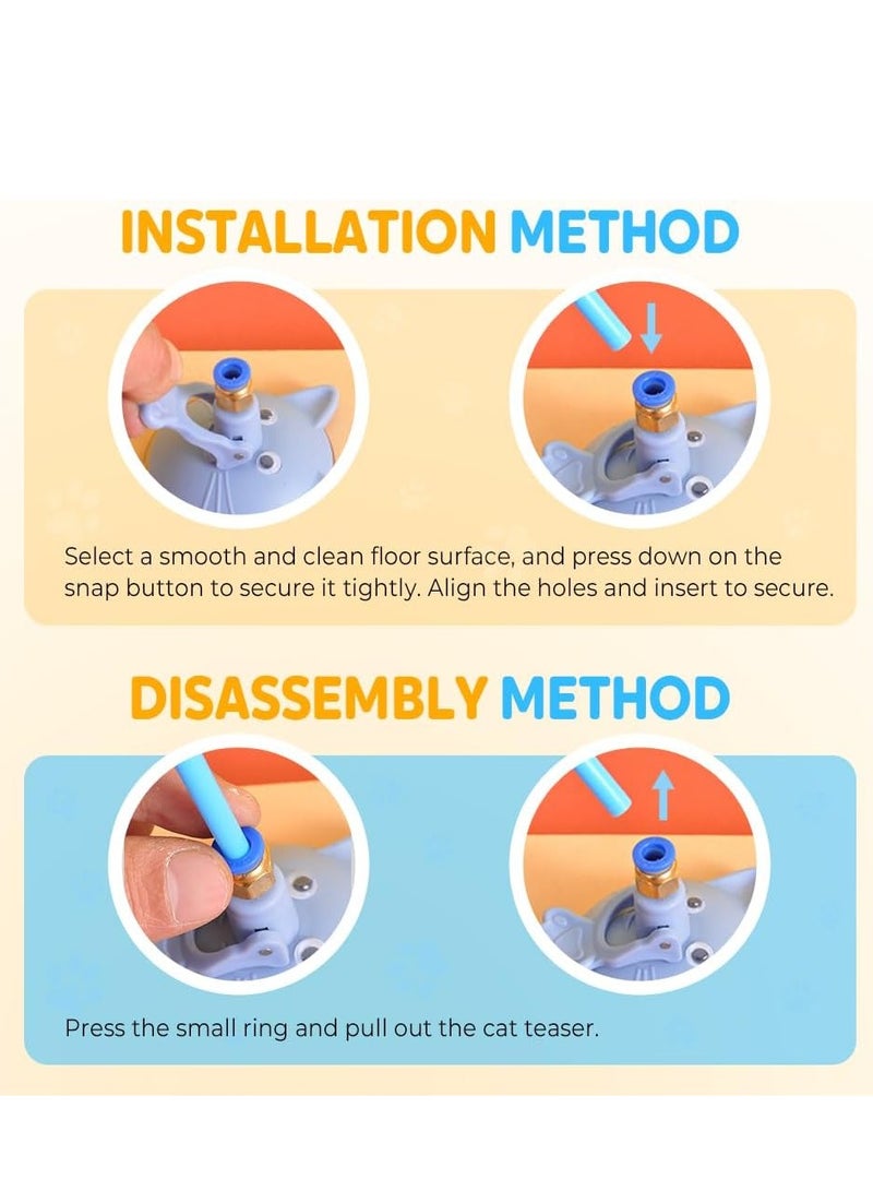 لوكسيرا العاب قطط عصا الريش – لعبة قطط تفاعلية أوتوماتيكية مزودة بكوب شفط، لعبة مطاردة رياضية للحيوانات الأليفة، مثالية للتسلية داخل المنزل وتخفيف ملل القطط، طقم هدية لألعاب القطط (أزرق) - Image 4