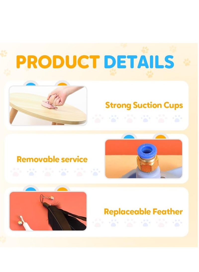 لوكسيرا العاب قطط عصا الريش – لعبة قطط تفاعلية أوتوماتيكية مزودة بكوب شفط، لعبة مطاردة رياضية للحيوانات الأليفة، مثالية للتسلية داخل المنزل وتخفيف ملل القطط، طقم هدية لألعاب القطط (أزرق) - Image 5