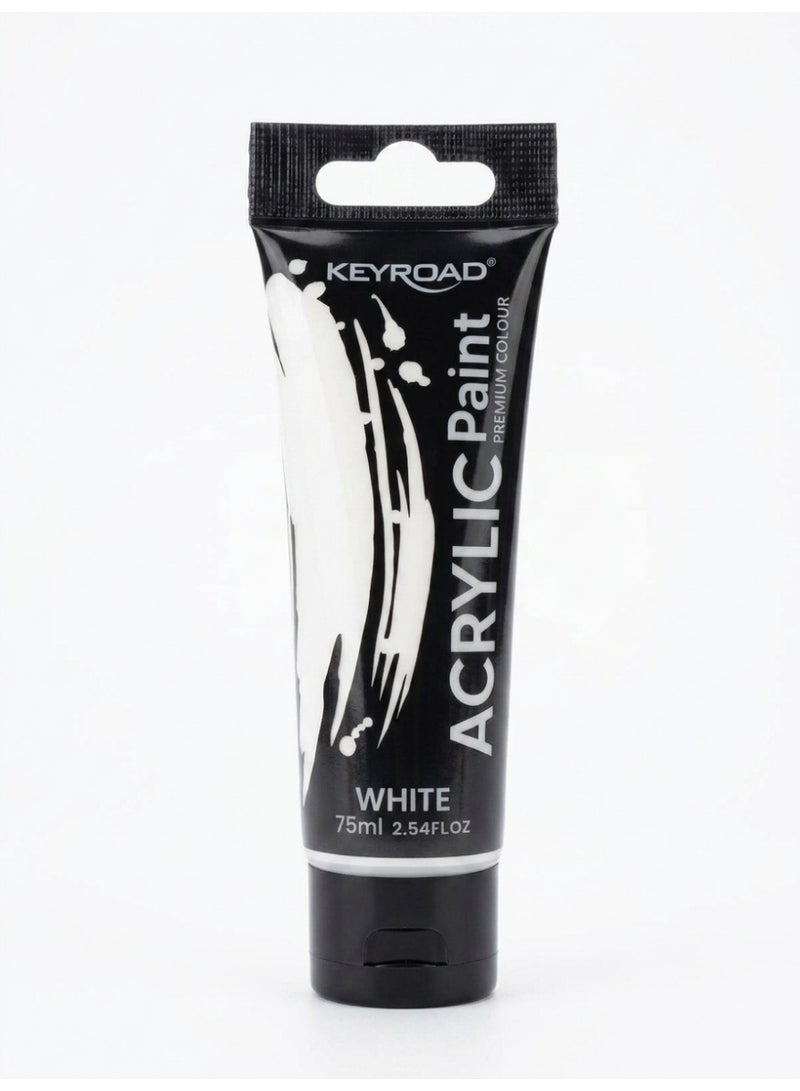 Keyroad Acrylic Paint Tube, White, 75ml - Premium Colour