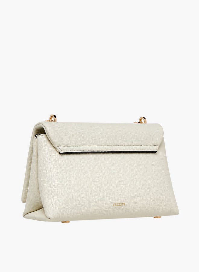 Celeste Solid Crossbody Bag with Adjustable Strap and Chain Detail  - Image 4