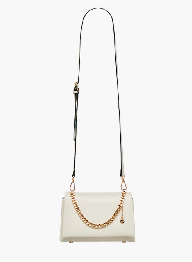 Celeste Solid Crossbody Bag with Adjustable Strap and Chain Detail  - Image 3