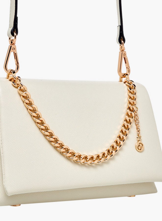 Celeste Solid Crossbody Bag with Adjustable Strap and Chain Detail  - Image 5