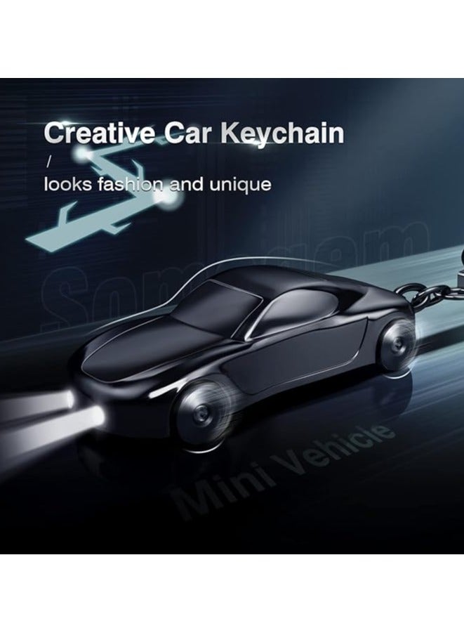 توبيز سلسلة مفاتيح سيارة، إكسسوارات سلسلة مفاتيح لطيفة، سلسلة مفاتيح رائعة مع مصابيح يدوية بوضعين لإضاءة LED، حامل حلقات مفاتيح السيارة للمكتب وحقيبة الظهر والمحفظة، سلسلة مفاتيح هدية رائعة للرجال والنساء والأطفال (أسود) - Image 2