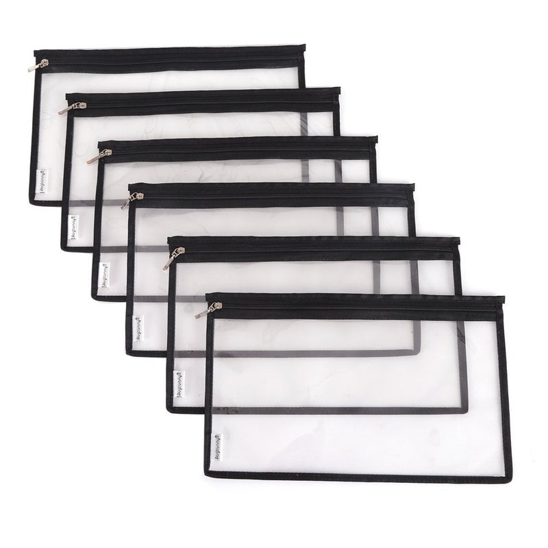 Augbunny Multi-purpose Water Resisitant Clear PVC Security Bank Deposit Utility Zipper Coin Bag Check Wallet 6-pack - Image 1