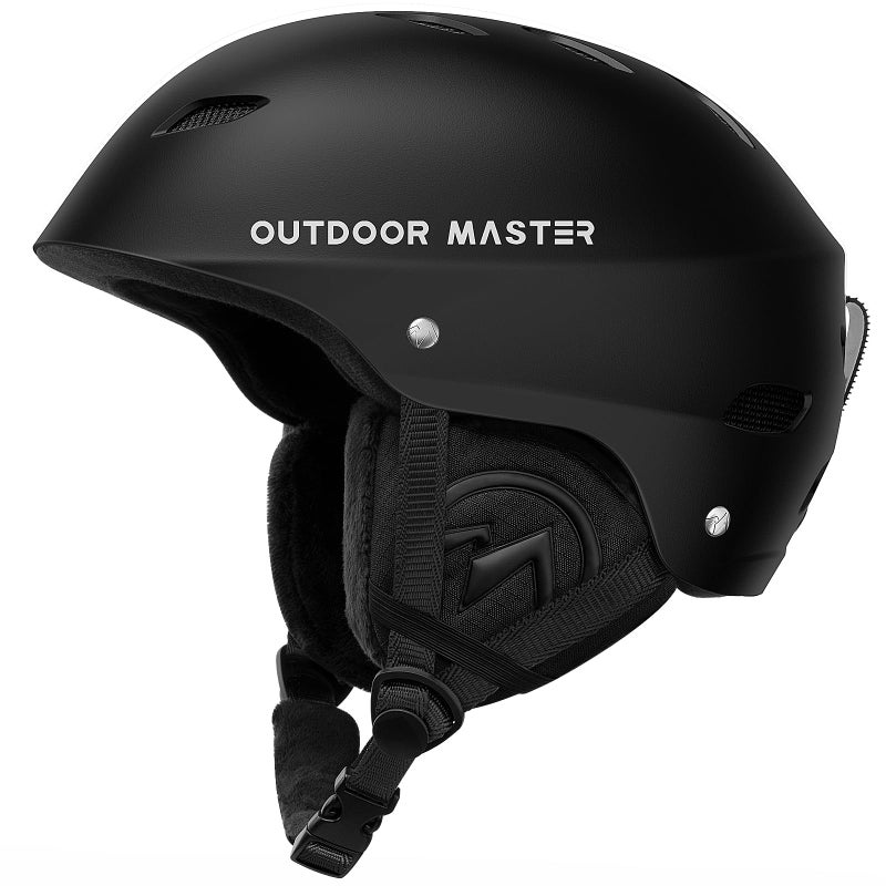 OutdoorMaster Kelvin Ski Helmet Snowboard Helmet for Men Women Youth BlackS