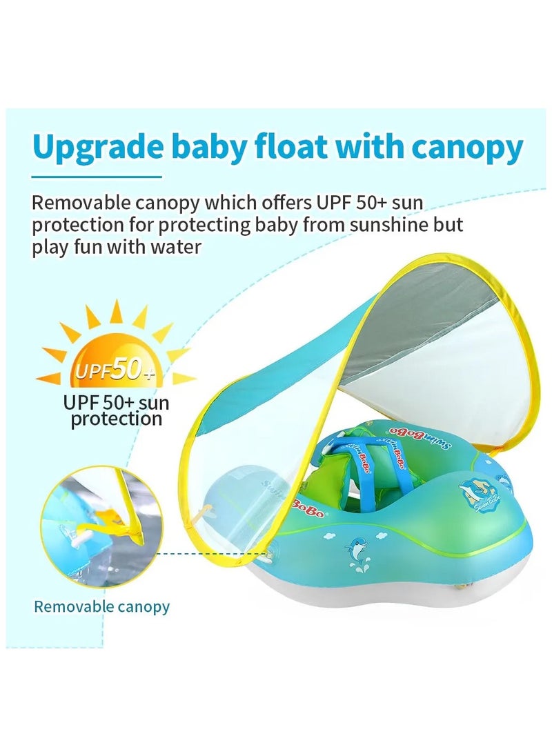 SwimBoBo - Baby Swimming Float with Canopy Inflatable Infant Floating Ring Kids Swim Pool Accessories Circle Bathing Summer Toys - Image 1