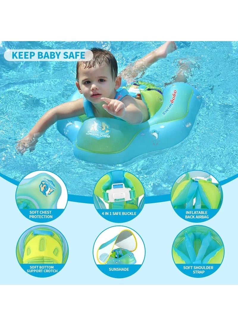 SwimBoBo - Baby Swimming Float with Canopy Inflatable Infant Floating Ring Kids Swim Pool Accessories Circle Bathing Summer Toys - Image 1
